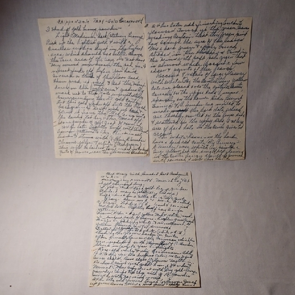 Rare Vintage Chippendale Tray Hand Written Instructions 3 Shades of Gold Design - Picture 2 of 12